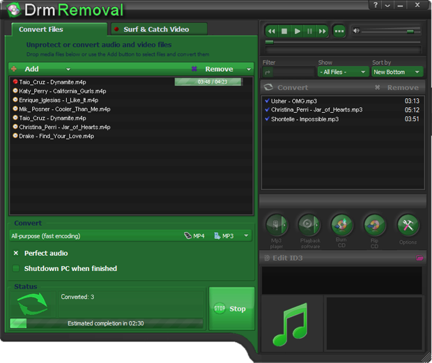 M4P to MP3 and various other formats converting software. Copy your music to unprotected files.
