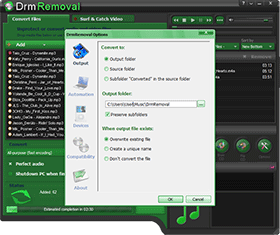 Drm-Removal settings dialog. Drm-Removal